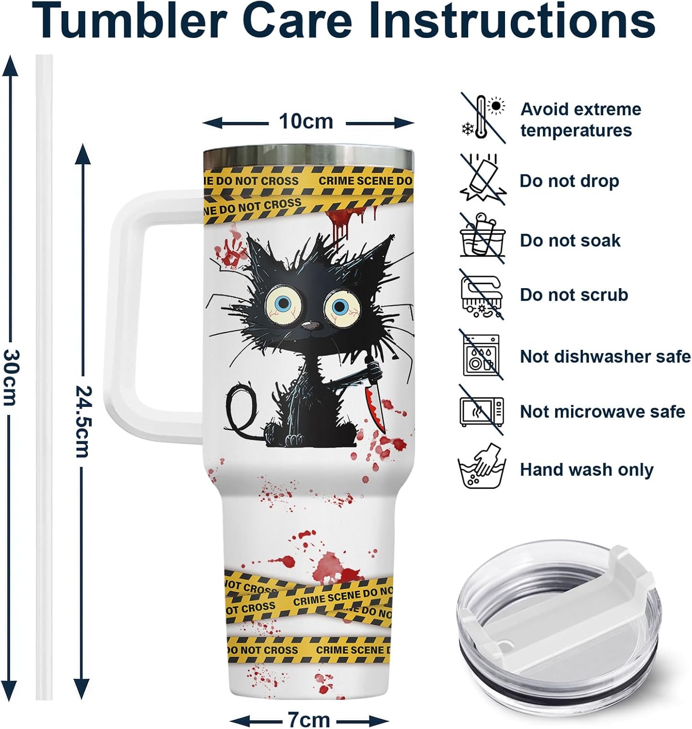 Funny Cat Will Not Harm My 40 oz Tumbler with Handle, Cat Lover Gift | Feline Lover Gift, Feline Kitty Whiskers Paw Meow Fur Baby Heifer Ranch Farmhouse Cattle Moo Tumbler