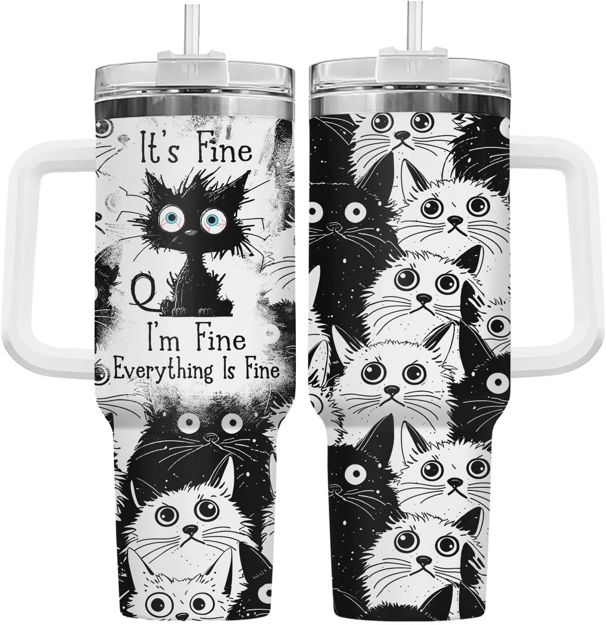 Funny Cat Will Not Harm My 40 oz Tumbler with Handle, Cat Lover Gift | Feline Lover Gift, Feline Kitty Whiskers Paw Meow Fur Baby Heifer Ranch Farmhouse Cattle Moo Tumbler
