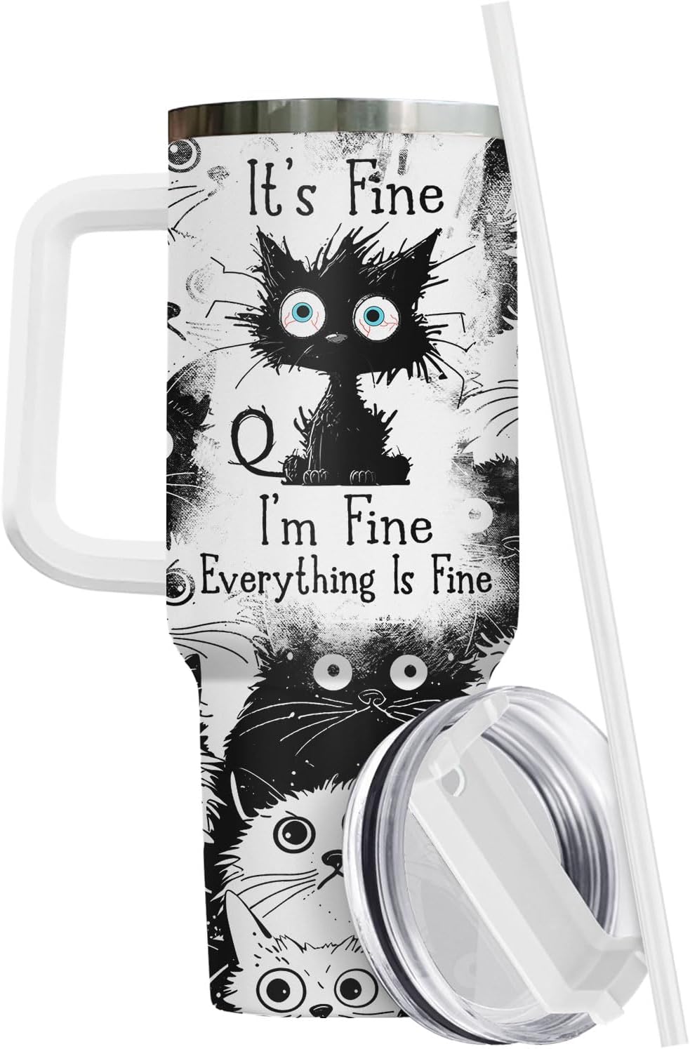 Funny Cat Will Not Harm My 40 oz Tumbler with Handle, Cat Lover Gift | Feline Lover Gift, Feline Kitty Whiskers Paw Meow Fur Baby Heifer Ranch Farmhouse Cattle Moo Tumbler