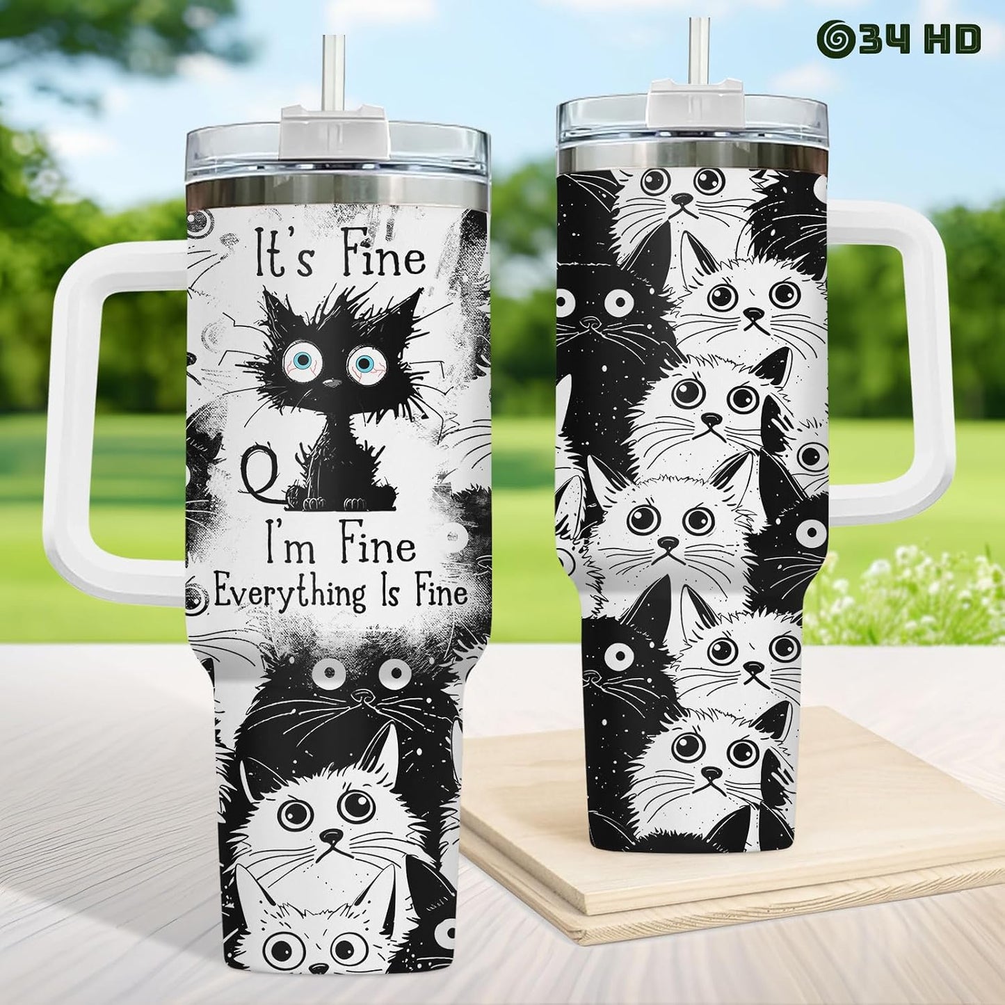Funny Cat Will Not Harm My 40 oz Tumbler with Handle, Cat Lover Gift | Feline Lover Gift, Feline Kitty Whiskers Paw Meow Fur Baby Heifer Ranch Farmhouse Cattle Moo Tumbler