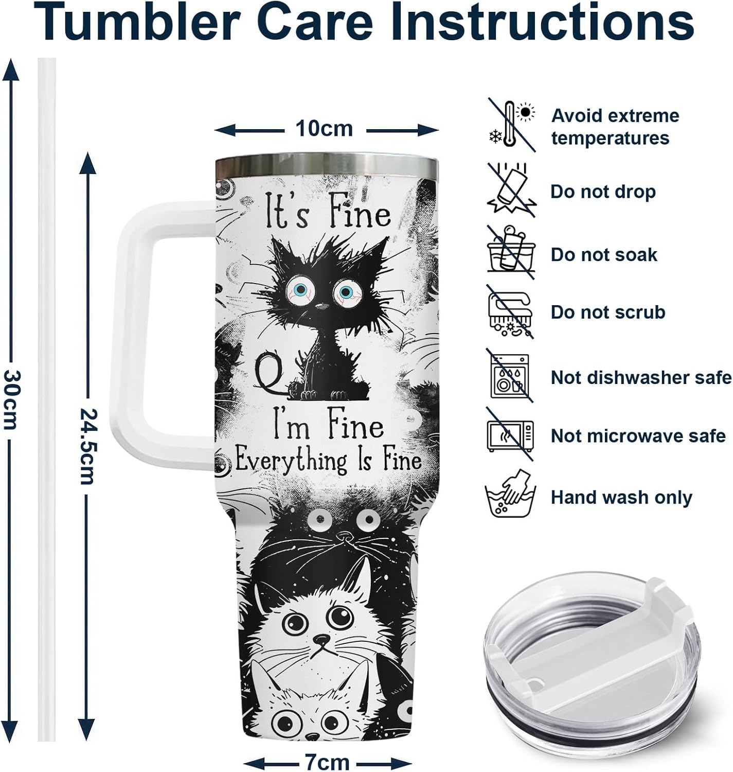 Funny Cat Will Not Harm My 40 oz Tumbler with Handle, Cat Lover Gift | Feline Lover Gift, Feline Kitty Whiskers Paw Meow Fur Baby Heifer Ranch Farmhouse Cattle Moo Tumbler