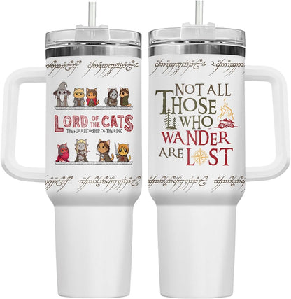 Funny Cat Will Not Harm My 40 oz Tumbler with Handle, Cat Lover Gift | Feline Lover Gift, Feline Kitty Whiskers Paw Meow Fur Baby Heifer Ranch Farmhouse Cattle Moo Tumbler