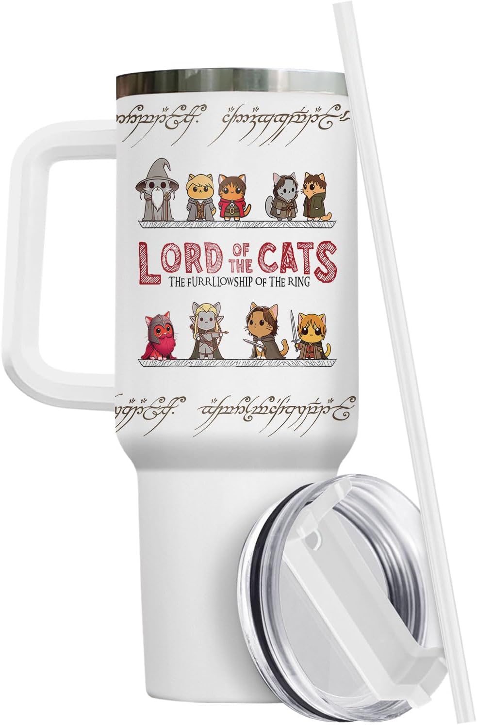 Funny Cat Will Not Harm My 40 oz Tumbler with Handle, Cat Lover Gift | Feline Lover Gift, Feline Kitty Whiskers Paw Meow Fur Baby Heifer Ranch Farmhouse Cattle Moo Tumbler