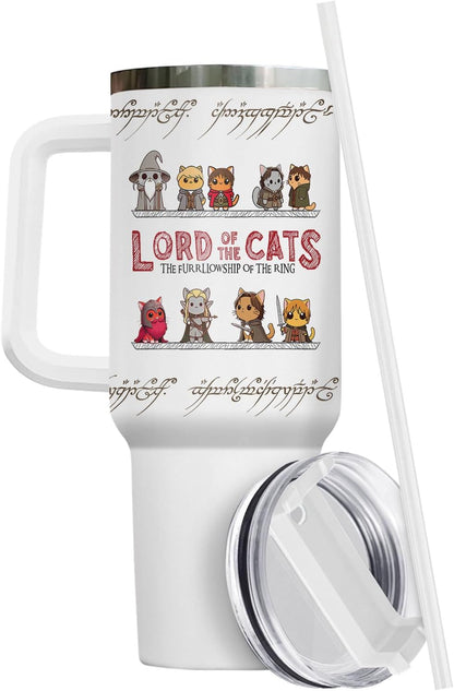 Funny Cat Will Not Harm My 40 oz Tumbler with Handle, Cat Lover Gift | Feline Lover Gift, Feline Kitty Whiskers Paw Meow Fur Baby Heifer Ranch Farmhouse Cattle Moo Tumbler