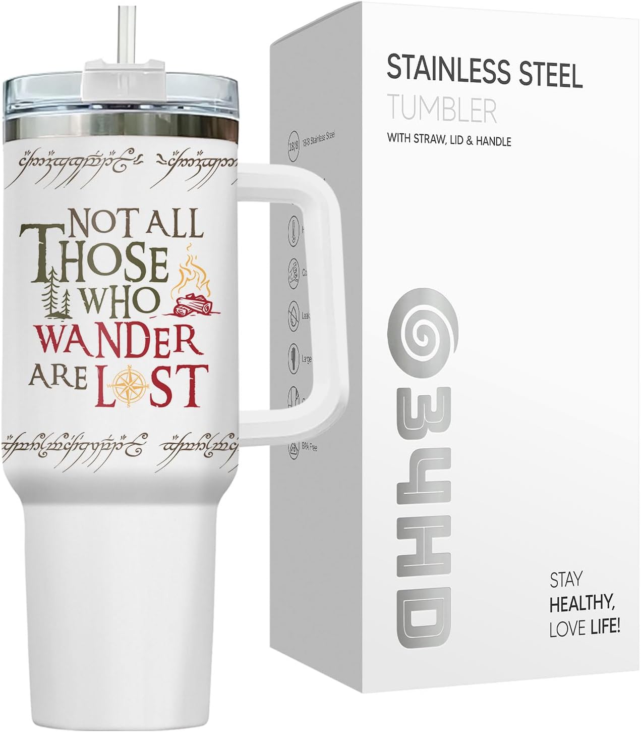 Funny Cat Will Not Harm My 40 oz Tumbler with Handle, Cat Lover Gift | Feline Lover Gift, Feline Kitty Whiskers Paw Meow Fur Baby Heifer Ranch Farmhouse Cattle Moo Tumbler