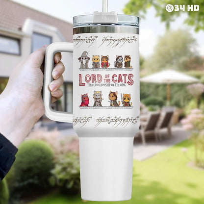 Funny Cat Will Not Harm My 40 oz Tumbler with Handle, Cat Lover Gift | Feline Lover Gift, Feline Kitty Whiskers Paw Meow Fur Baby Heifer Ranch Farmhouse Cattle Moo Tumbler