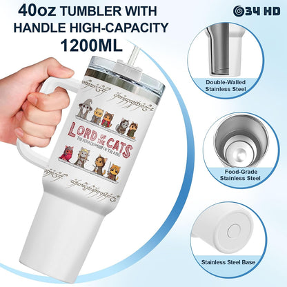 Funny Cat Will Not Harm My 40 oz Tumbler with Handle, Cat Lover Gift | Feline Lover Gift, Feline Kitty Whiskers Paw Meow Fur Baby Heifer Ranch Farmhouse Cattle Moo Tumbler