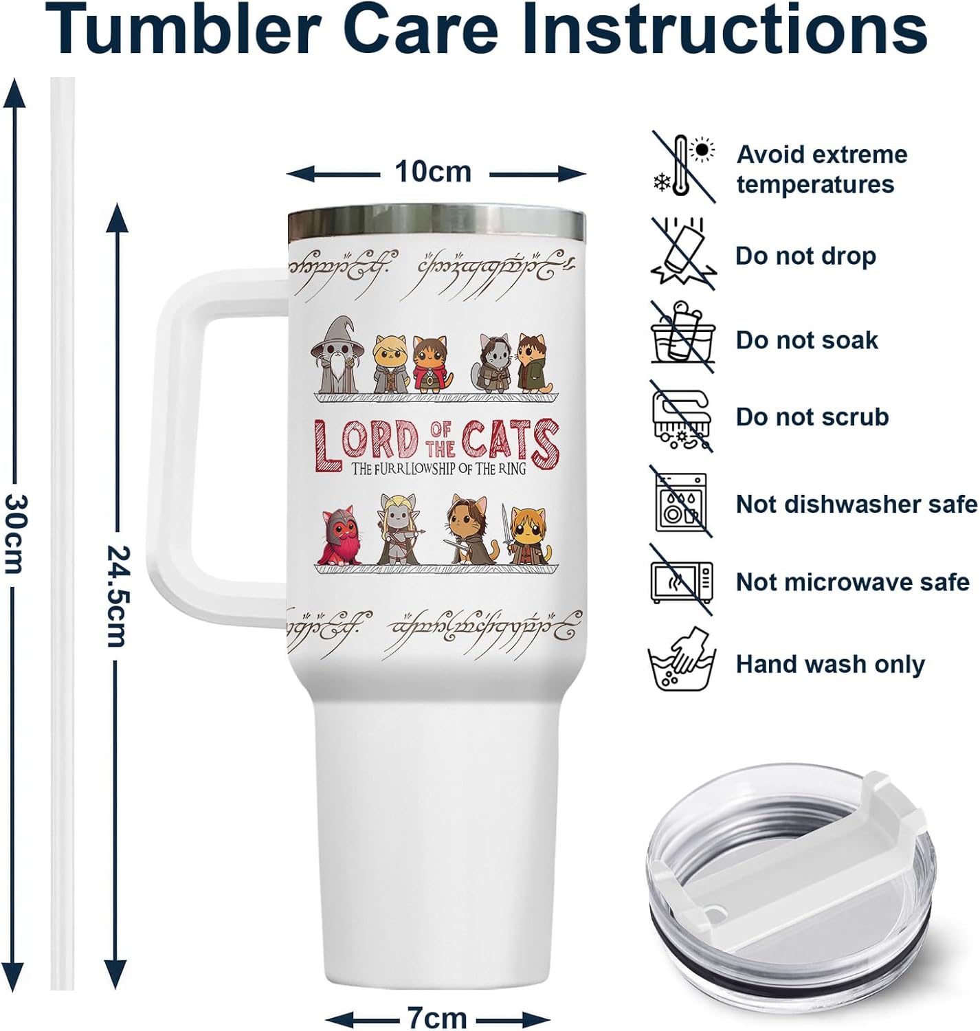 Funny Cat Will Not Harm My 40 oz Tumbler with Handle, Cat Lover Gift | Feline Lover Gift, Feline Kitty Whiskers Paw Meow Fur Baby Heifer Ranch Farmhouse Cattle Moo Tumbler
