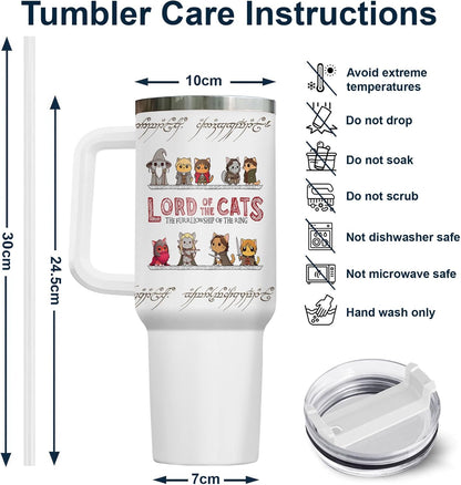 Funny Cat Will Not Harm My 40 oz Tumbler with Handle, Cat Lover Gift | Feline Lover Gift, Feline Kitty Whiskers Paw Meow Fur Baby Heifer Ranch Farmhouse Cattle Moo Tumbler