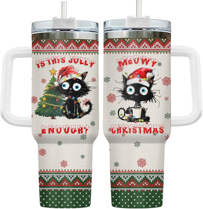 Funny Cat Will Not Harm My 40 oz Tumbler with Handle, Cat Lover Gift | Feline Lover Gift, Feline Kitty Whiskers Paw Meow Fur Baby Heifer Ranch Farmhouse Cattle Moo Tumbler