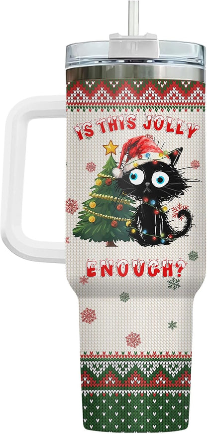 Funny Cat Will Not Harm My 40 oz Tumbler with Handle, Cat Lover Gift | Feline Lover Gift, Feline Kitty Whiskers Paw Meow Fur Baby Heifer Ranch Farmhouse Cattle Moo Tumbler
