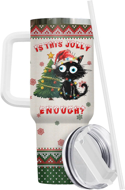 Funny Cat Will Not Harm My 40 oz Tumbler with Handle, Cat Lover Gift | Feline Lover Gift, Feline Kitty Whiskers Paw Meow Fur Baby Heifer Ranch Farmhouse Cattle Moo Tumbler