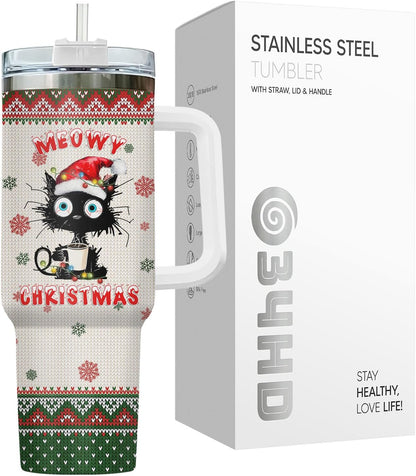Funny Cat Will Not Harm My 40 oz Tumbler with Handle, Cat Lover Gift | Feline Lover Gift, Feline Kitty Whiskers Paw Meow Fur Baby Heifer Ranch Farmhouse Cattle Moo Tumbler
