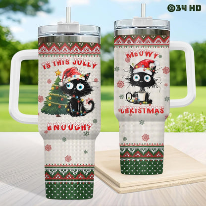 Funny Cat Will Not Harm My 40 oz Tumbler with Handle, Cat Lover Gift | Feline Lover Gift, Feline Kitty Whiskers Paw Meow Fur Baby Heifer Ranch Farmhouse Cattle Moo Tumbler