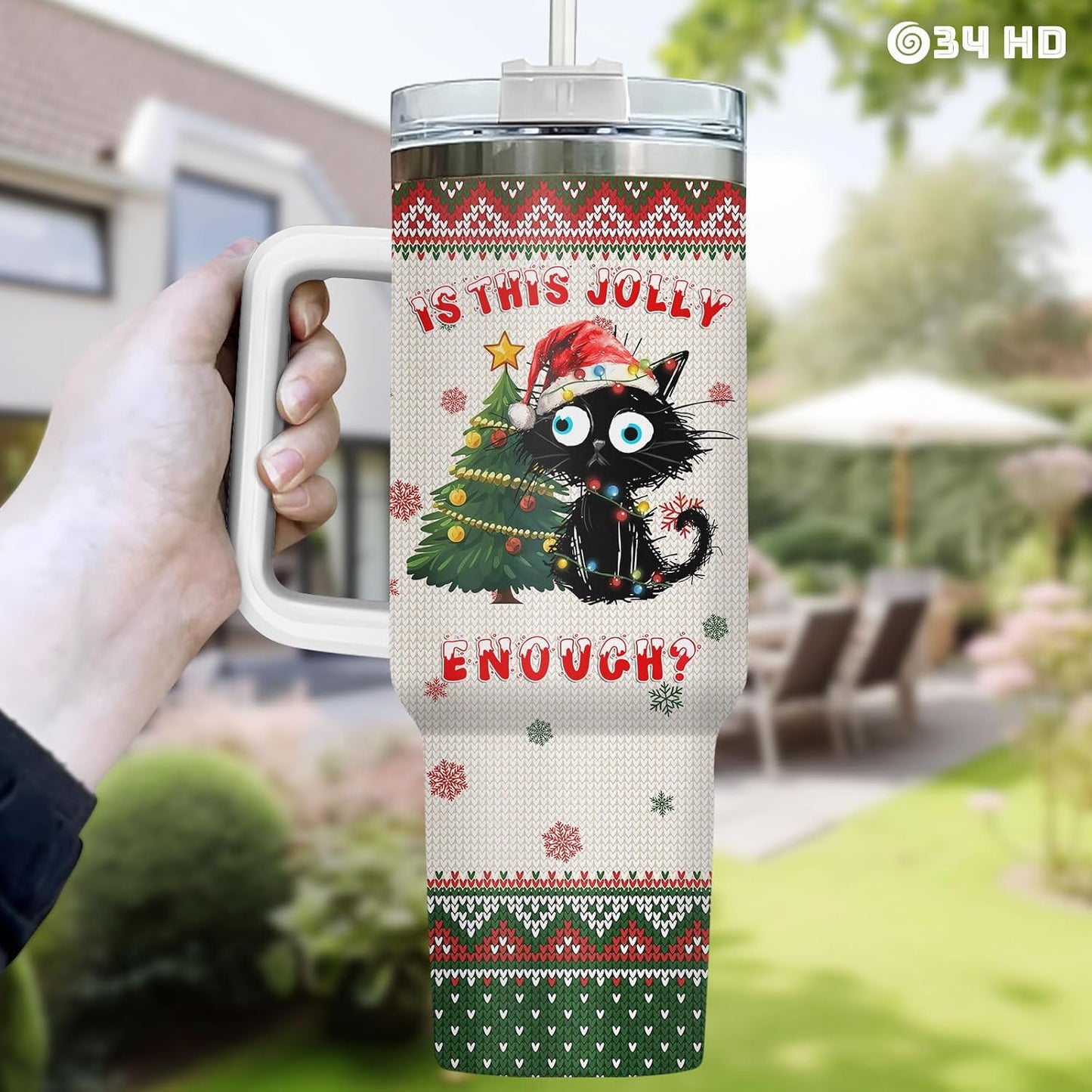 Funny Cat Will Not Harm My 40 oz Tumbler with Handle, Cat Lover Gift | Feline Lover Gift, Feline Kitty Whiskers Paw Meow Fur Baby Heifer Ranch Farmhouse Cattle Moo Tumbler