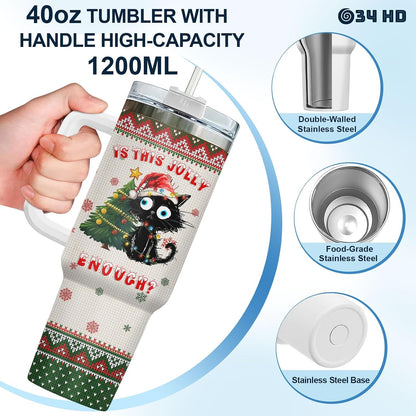 Funny Cat Will Not Harm My 40 oz Tumbler with Handle, Cat Lover Gift | Feline Lover Gift, Feline Kitty Whiskers Paw Meow Fur Baby Heifer Ranch Farmhouse Cattle Moo Tumbler