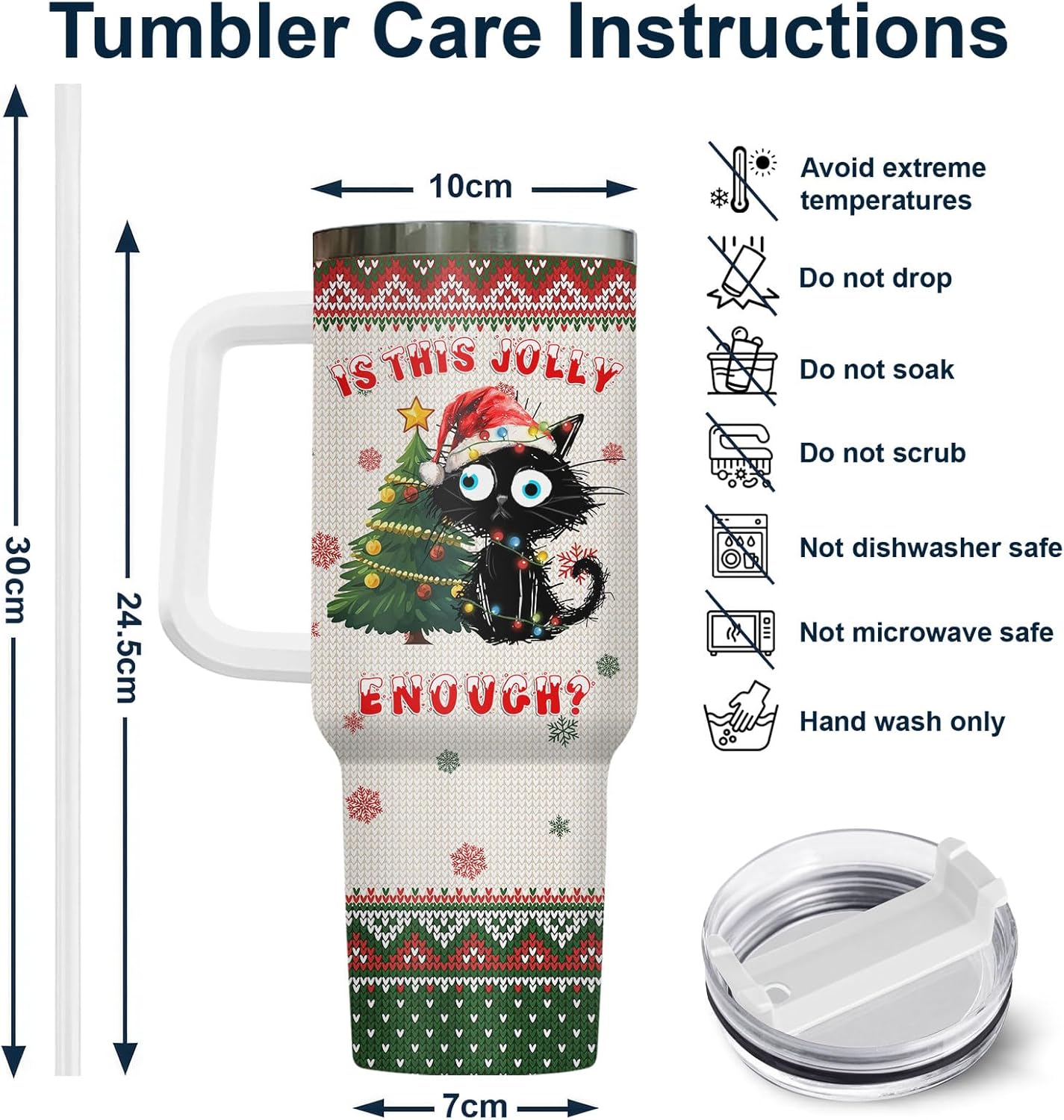 Funny Cat Will Not Harm My 40 oz Tumbler with Handle, Cat Lover Gift | Feline Lover Gift, Feline Kitty Whiskers Paw Meow Fur Baby Heifer Ranch Farmhouse Cattle Moo Tumbler