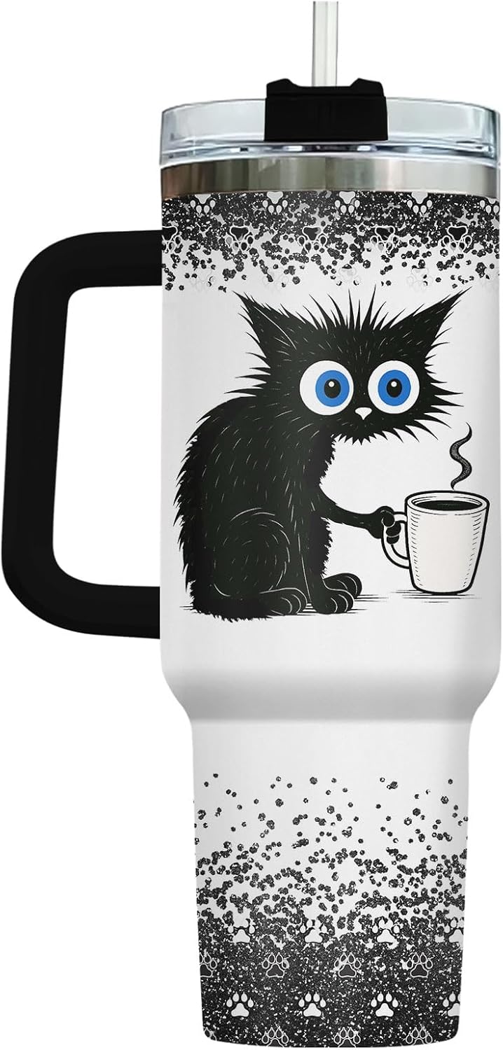 Funny Cat Will Not Harm My 40 oz Tumbler with Handle, Cat Lover Gift | Feline Lover Gift, Feline Kitty Whiskers Paw Meow Fur Baby Heifer Ranch Farmhouse Cattle Moo Tumbler