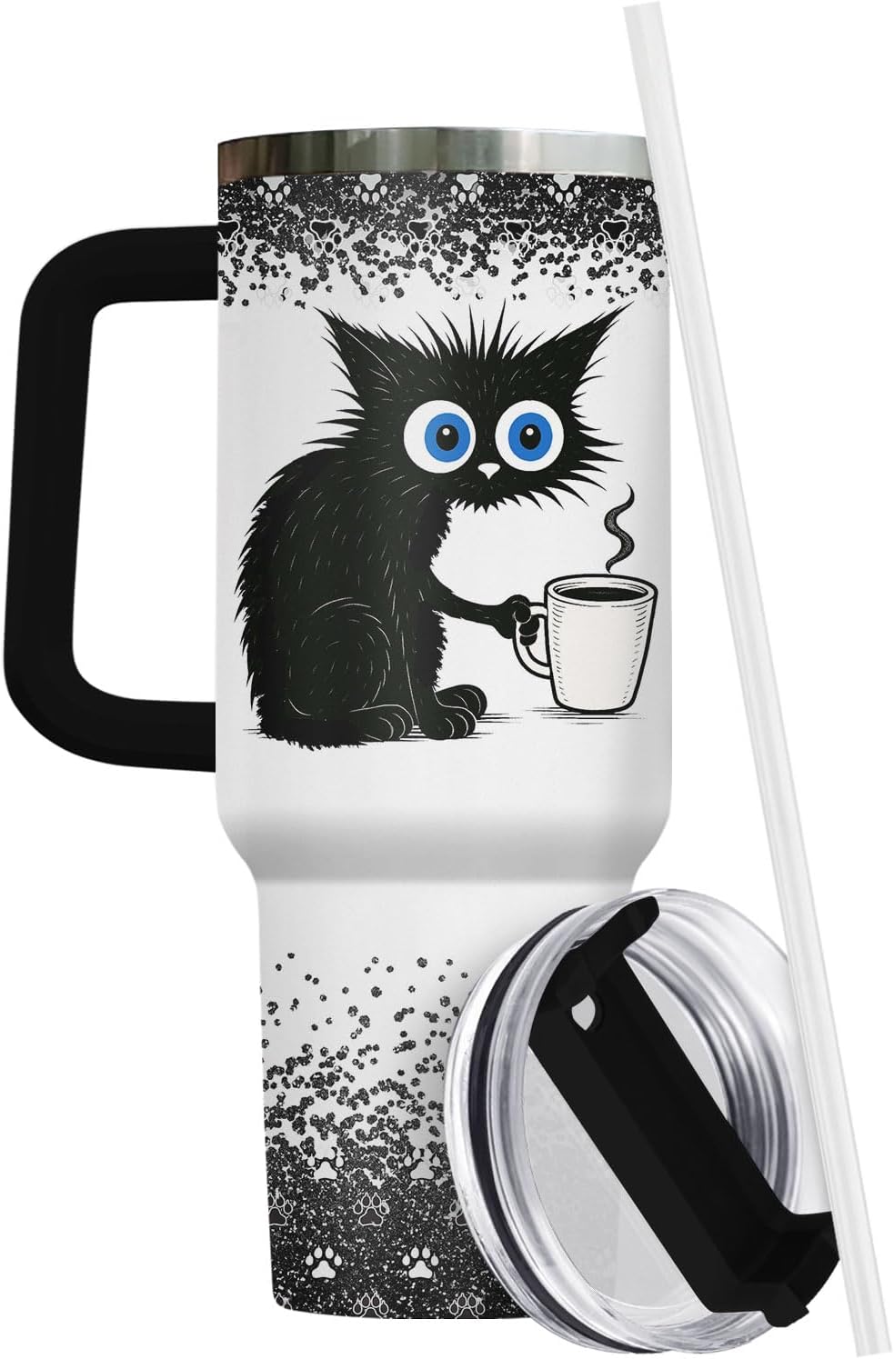 Funny Cat Will Not Harm My 40 oz Tumbler with Handle, Cat Lover Gift | Feline Lover Gift, Feline Kitty Whiskers Paw Meow Fur Baby Heifer Ranch Farmhouse Cattle Moo Tumbler