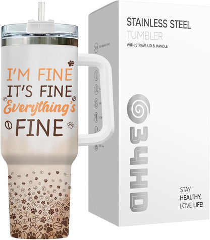 Funny Cat Will Not Harm My 40 oz Tumbler with Handle, Cat Lover Gift | Feline Lover Gift, Feline Kitty Whiskers Paw Meow Fur Baby Heifer Ranch Farmhouse Cattle Moo Tumbler