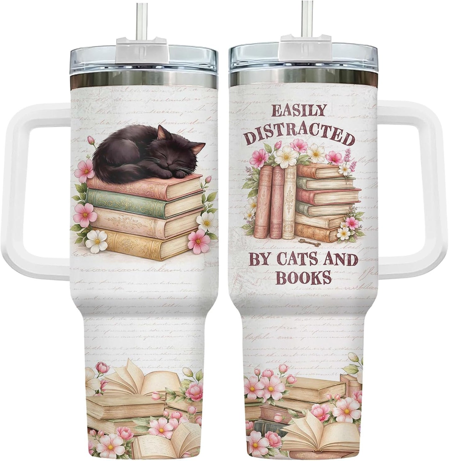 Funny Cat Will Not Harm My 40 oz Tumbler with Handle, Cat Lover Gift | Feline Lover Gift, Feline Kitty Whiskers Paw Meow Fur Baby Heifer Ranch Farmhouse Cattle Moo Tumbler