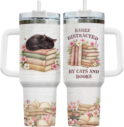 Funny Cat Will Not Harm My 40 oz Tumbler with Handle, Cat Lover Gift | Feline Lover Gift, Feline Kitty Whiskers Paw Meow Fur Baby Heifer Ranch Farmhouse Cattle Moo Tumbler