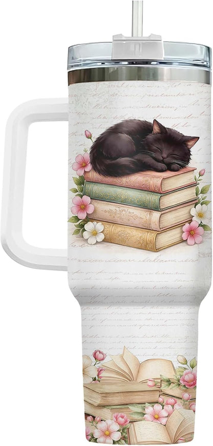 Funny Cat Will Not Harm My 40 oz Tumbler with Handle, Cat Lover Gift | Feline Lover Gift, Feline Kitty Whiskers Paw Meow Fur Baby Heifer Ranch Farmhouse Cattle Moo Tumbler