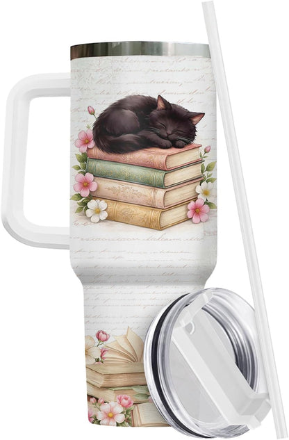 Funny Cat Will Not Harm My 40 oz Tumbler with Handle, Cat Lover Gift | Feline Lover Gift, Feline Kitty Whiskers Paw Meow Fur Baby Heifer Ranch Farmhouse Cattle Moo Tumbler