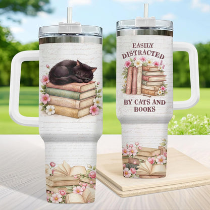 Funny Cat Will Not Harm My 40 oz Tumbler with Handle, Cat Lover Gift | Feline Lover Gift, Feline Kitty Whiskers Paw Meow Fur Baby Heifer Ranch Farmhouse Cattle Moo Tumbler