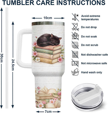 Funny Cat Will Not Harm My 40 oz Tumbler with Handle, Cat Lover Gift | Feline Lover Gift, Feline Kitty Whiskers Paw Meow Fur Baby Heifer Ranch Farmhouse Cattle Moo Tumbler