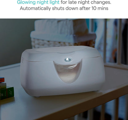 Warm Glow Baby Wipe Warmer with Nightlight, White