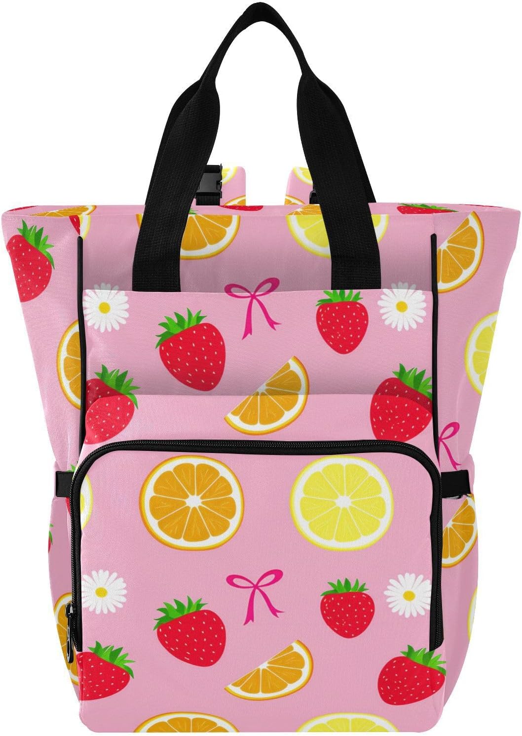 Diaper Bag Backpack, Multifunction Travel Bag for Moms Dads, Baby Changing Bag with Insulted Pockets, Stroller Straps and Side Bottle Pockets Berry Medley Pattern