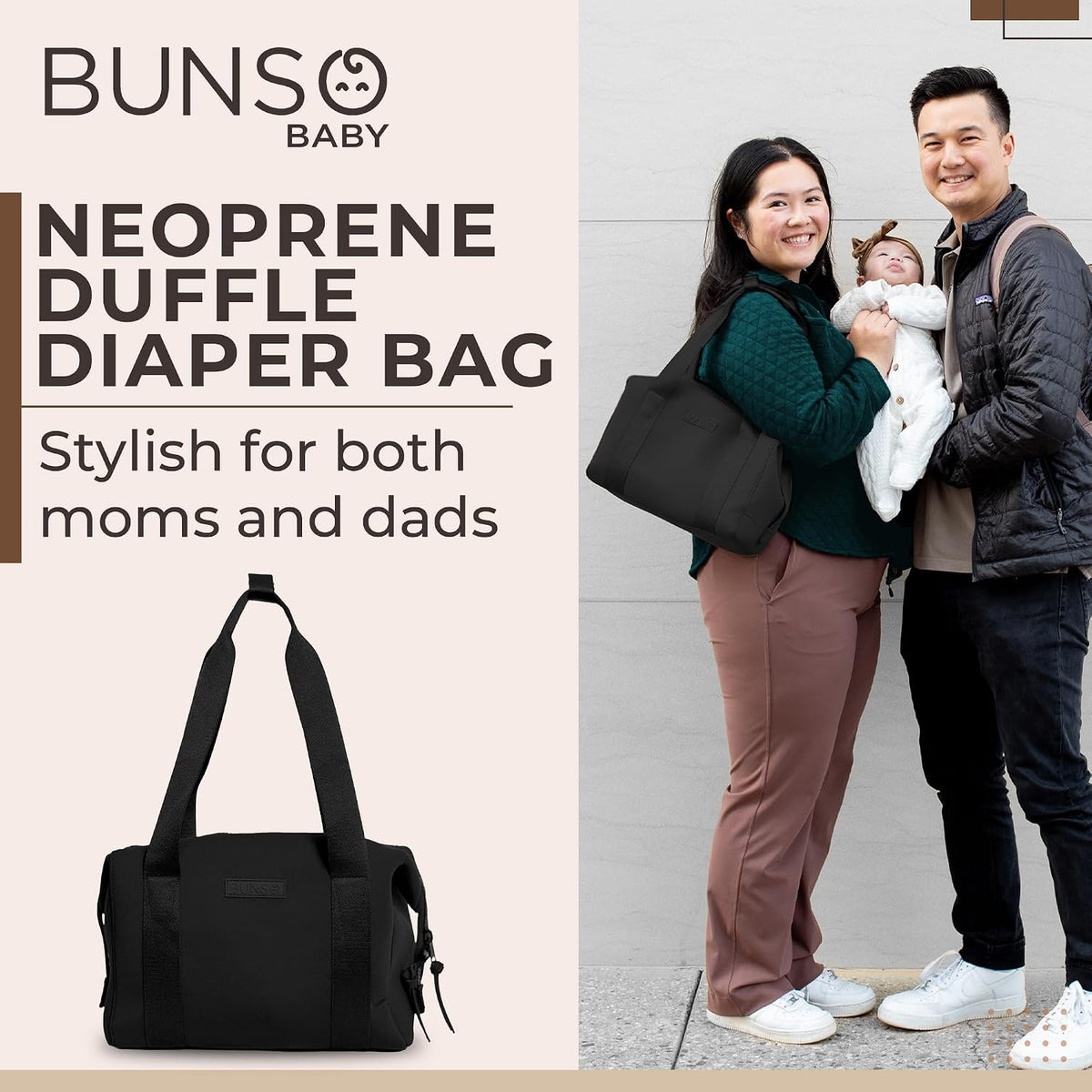 Baby Small Diaper Bag Tote - Lightweight 12x7x8 in Neoprene Diaper Bag with Changing Pad and Pouch, Water-Resistant