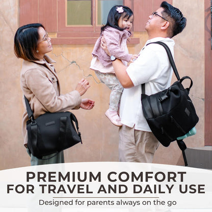 Baby Small Diaper Bag Tote - Lightweight 12x7x8 in Neoprene Diaper Bag with Changing Pad and Pouch, Water-Resistant