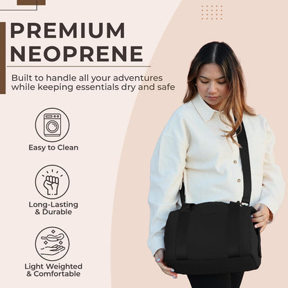 Baby Small Diaper Bag Tote - Lightweight 12x7x8 in Neoprene Diaper Bag with Changing Pad and Pouch, Water-Resistant