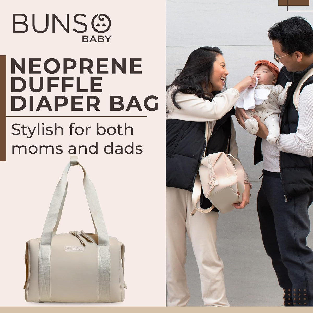 Baby Small Diaper Bag Tote - Lightweight 12x7x8 in Neoprene Diaper Bag with Changing Pad and Pouch, Water-Resistant