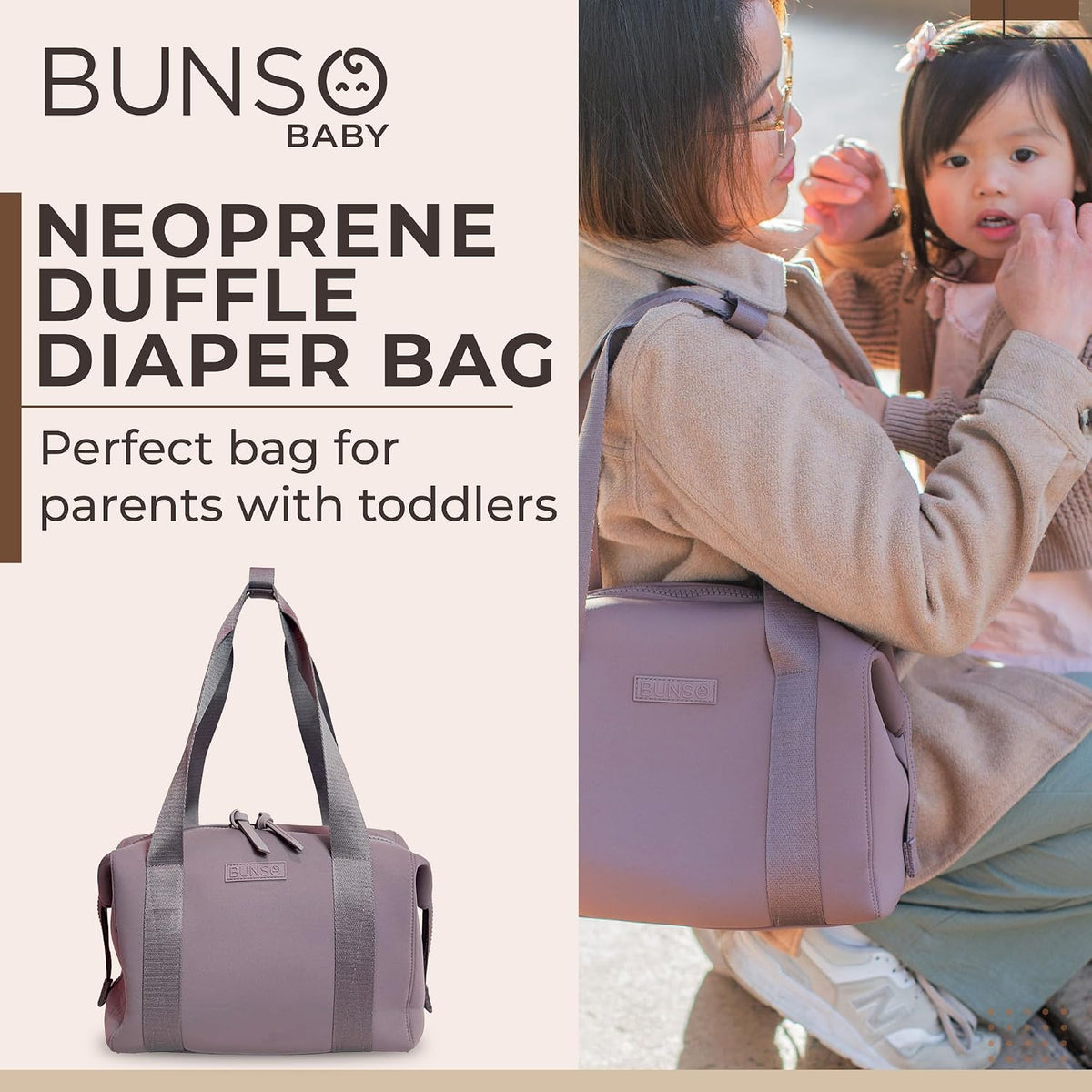 Baby Small Diaper Bag Tote - Lightweight 12x7x8 in Neoprene Diaper Bag with Changing Pad and Pouch, Water-Resistant