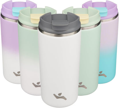 16oz Travel Coffee Mug with Lid, Insulated Stainless Tumbler | Caramel; BPA-free, leak-proof travel mug for hot coffee, iced coffee, office, home, camping, commute & daily use
