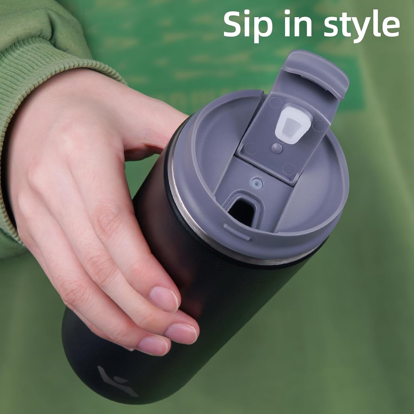 16oz Travel Coffee Mug with Lid, Insulated Stainless Tumbler | Caramel; BPA-free, leak-proof travel mug for hot coffee, iced coffee, office, home, camping, commute & daily use