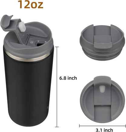 16oz Travel Coffee Mug with Lid, Insulated Stainless Tumbler | Caramel; BPA-free, leak-proof travel mug for hot coffee, iced coffee, office, home, camping, commute & daily use