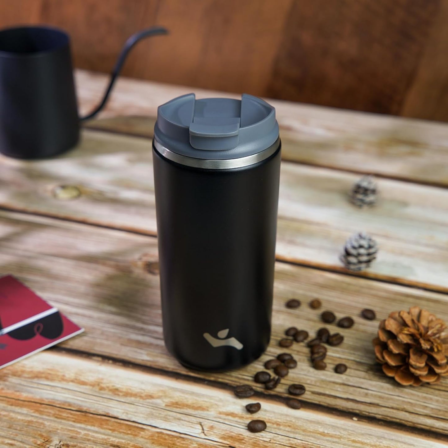 16oz Travel Coffee Mug with Lid, Insulated Stainless Tumbler | Caramel; BPA-free, leak-proof travel mug for hot coffee, iced coffee, office, home, camping, commute & daily use