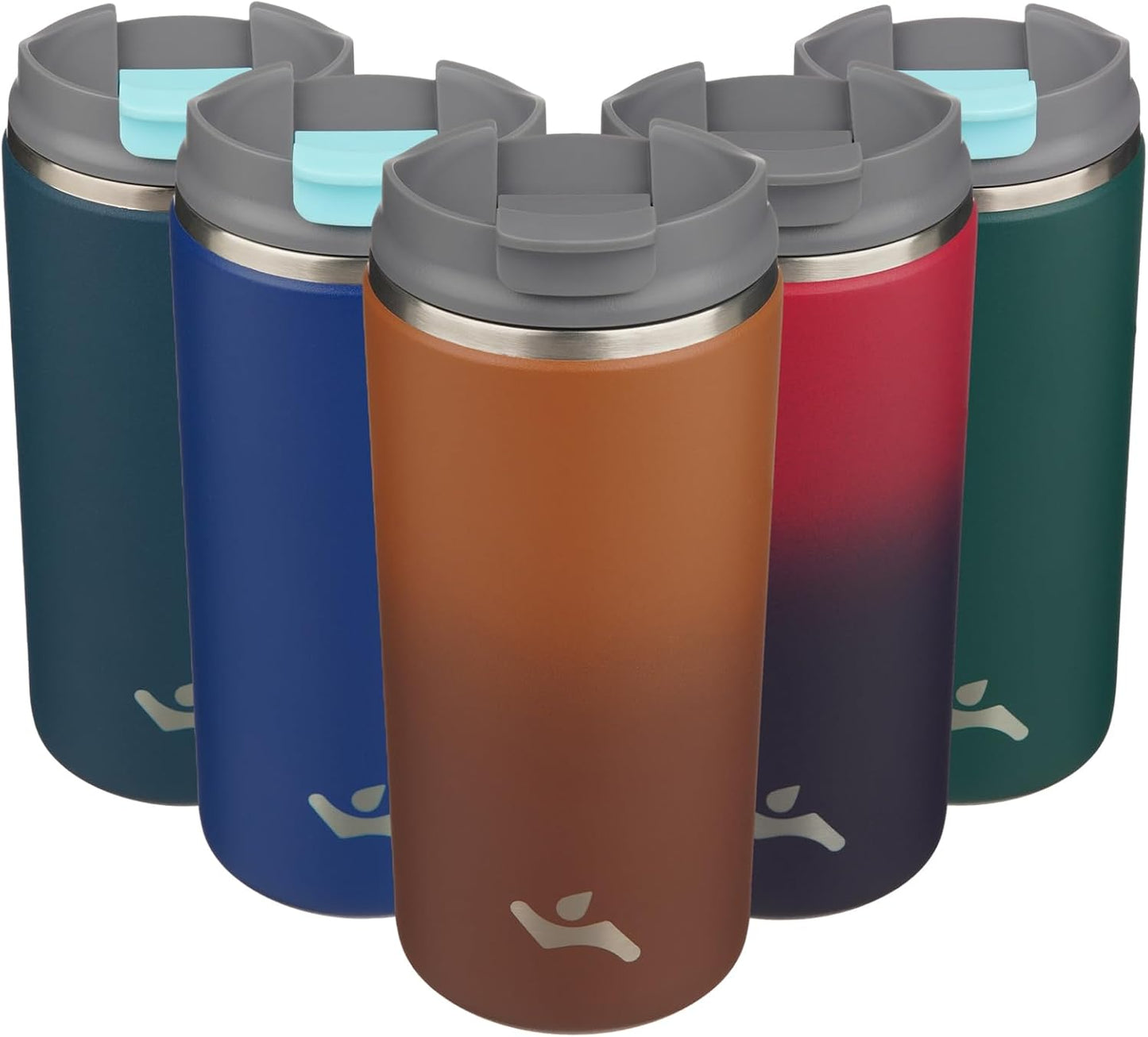 16oz Travel Coffee Mug with Lid, Insulated Stainless Tumbler | Caramel; BPA-free, leak-proof travel mug for hot coffee, iced coffee, office, home, camping, commute & daily use