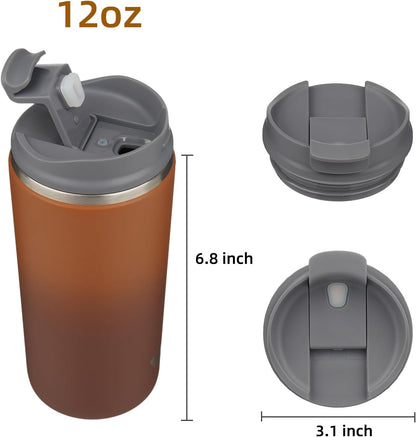 16oz Travel Coffee Mug with Lid, Insulated Stainless Tumbler | Caramel; BPA-free, leak-proof travel mug for hot coffee, iced coffee, office, home, camping, commute & daily use