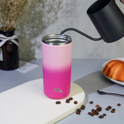 16oz Travel Coffee Mug with Lid, Insulated Stainless Tumbler | Caramel; BPA-free, leak-proof travel mug for hot coffee, iced coffee, office, home, camping, commute & daily use