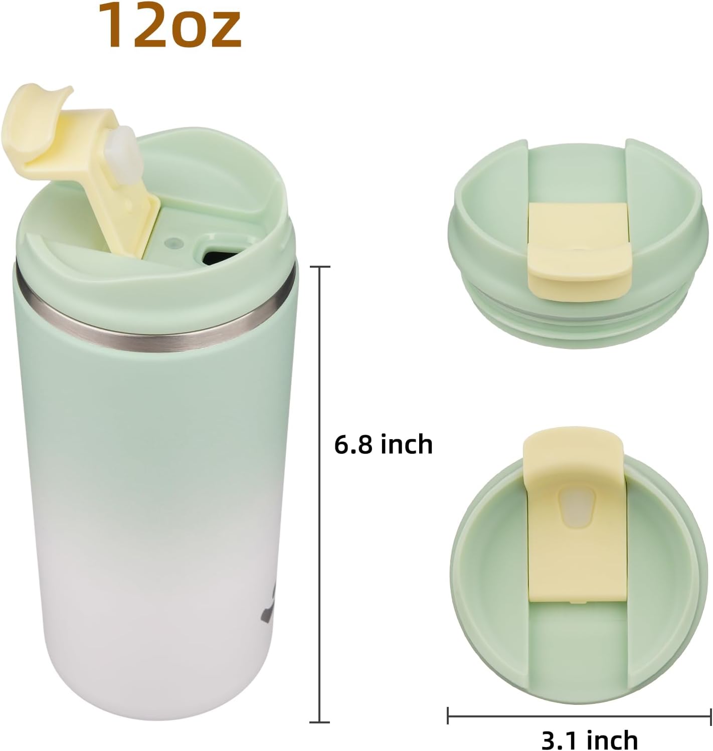 16oz Travel Coffee Mug with Lid, Insulated Stainless Tumbler | Caramel; BPA-free, leak-proof travel mug for hot coffee, iced coffee, office, home, camping, commute & daily use