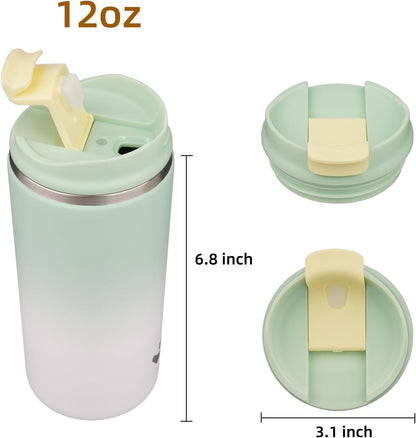 16oz Travel Coffee Mug with Lid, Insulated Stainless Tumbler | Caramel; BPA-free, leak-proof travel mug for hot coffee, iced coffee, office, home, camping, commute & daily use