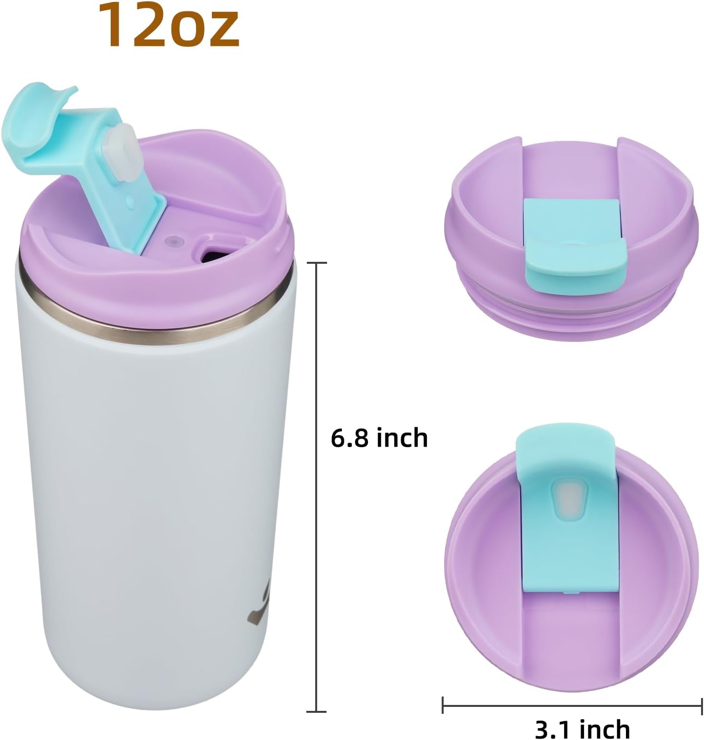 16oz Travel Coffee Mug with Lid, Insulated Stainless Tumbler | Caramel; BPA-free, leak-proof travel mug for hot coffee, iced coffee, office, home, camping, commute & daily use