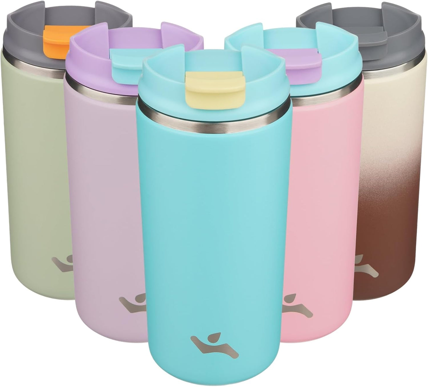 16oz Travel Coffee Mug with Lid, Insulated Stainless Tumbler | Caramel; BPA-free, leak-proof travel mug for hot coffee, iced coffee, office, home, camping, commute & daily use