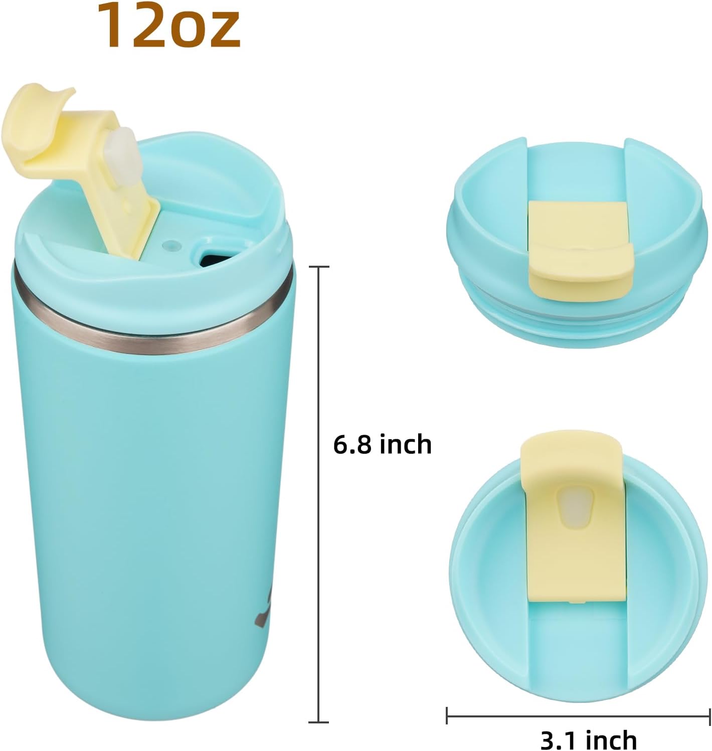 16oz Travel Coffee Mug with Lid, Insulated Stainless Tumbler | Caramel; BPA-free, leak-proof travel mug for hot coffee, iced coffee, office, home, camping, commute & daily use