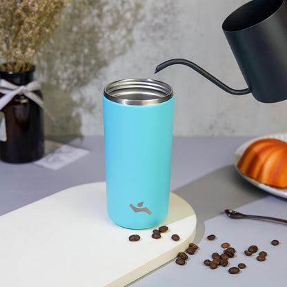 16oz Travel Coffee Mug with Lid, Insulated Stainless Tumbler | Caramel; BPA-free, leak-proof travel mug for hot coffee, iced coffee, office, home, camping, commute & daily use